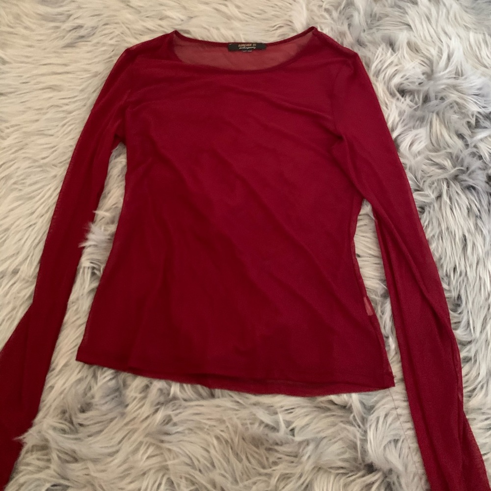 Forever 21 Maroon see through blouse